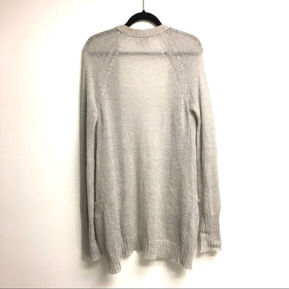 AMERICAN VINTAGE Kid Mohair Long Button Front Cardigan Sweater Grey L - Picture 5 of 7